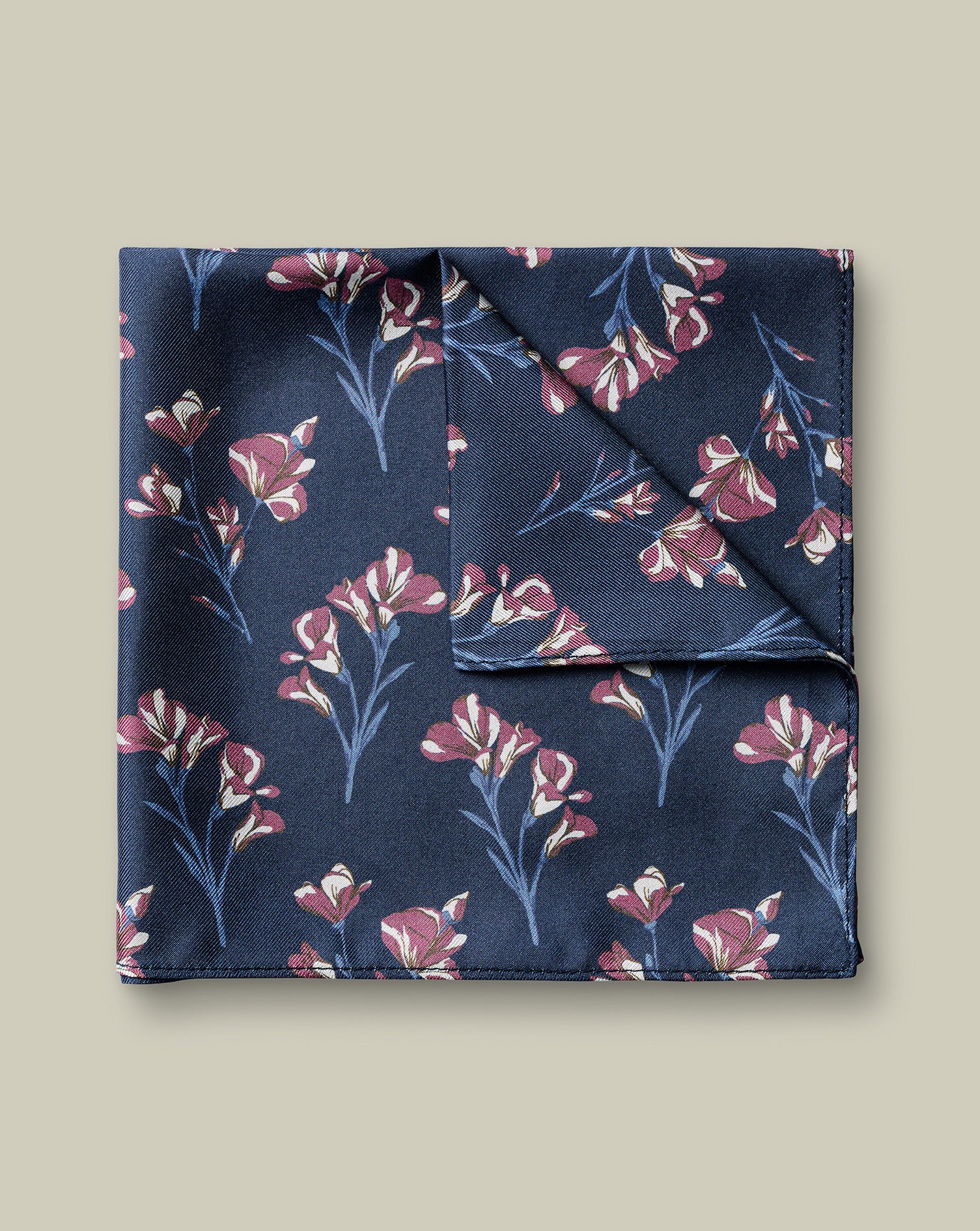 Silk Floral Pocket Square Maroon