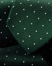 Silk Spot Slim Tie Dark Green Grey