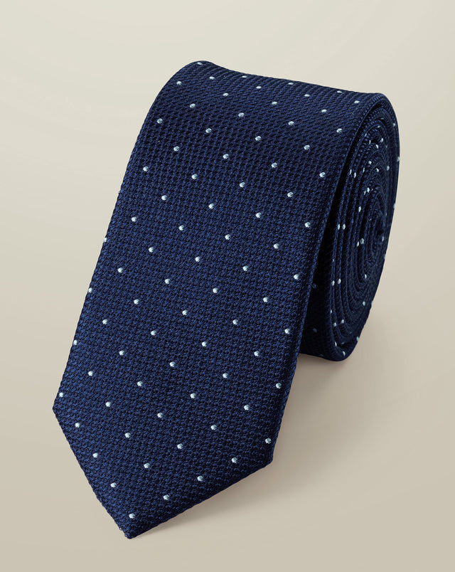 Silk Spot Slim Tie – Petrol Blue & Light Blue