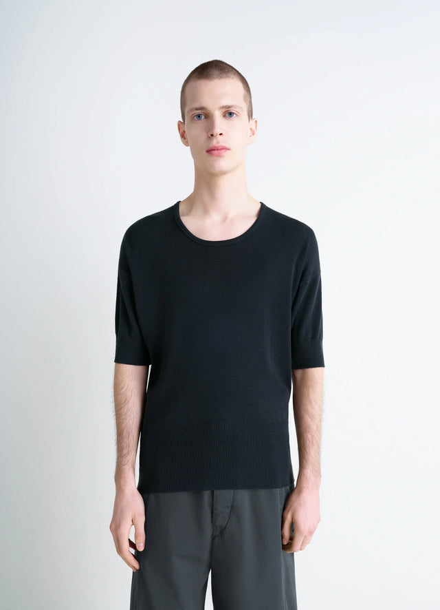 SHORT SLEEVES TOP IN FINE WOOL