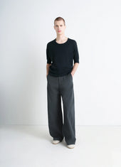 Short Sleeves Top In Fine Wool