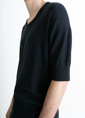 Short Sleeves Top In Fine Wool