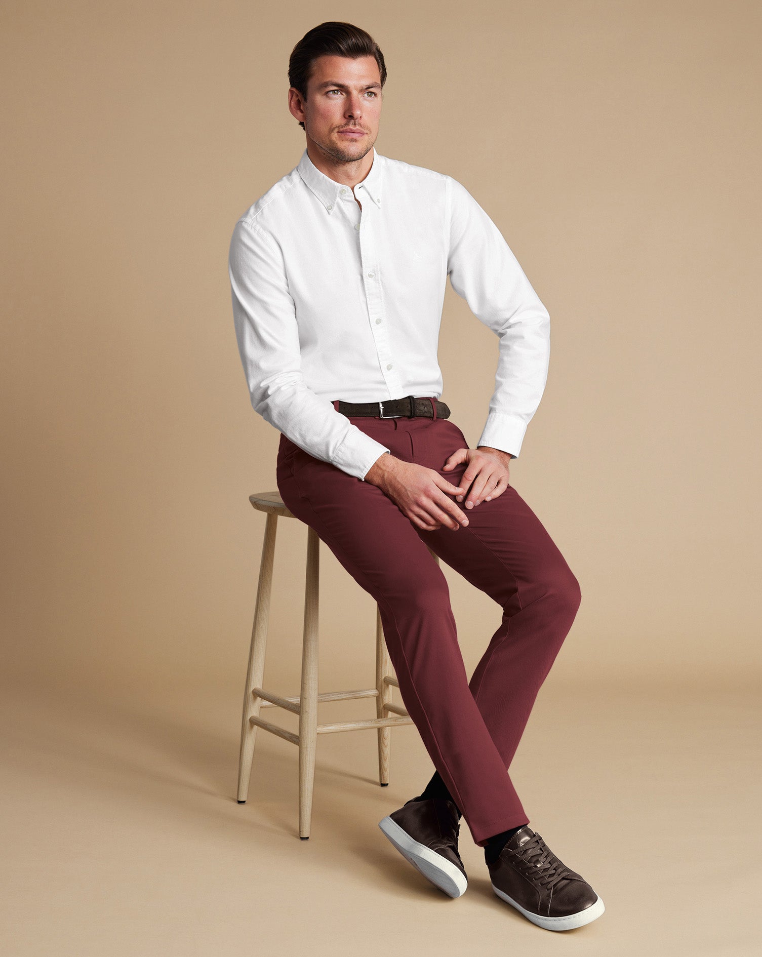 Ultimate Non Iron Chinos Maroon Red