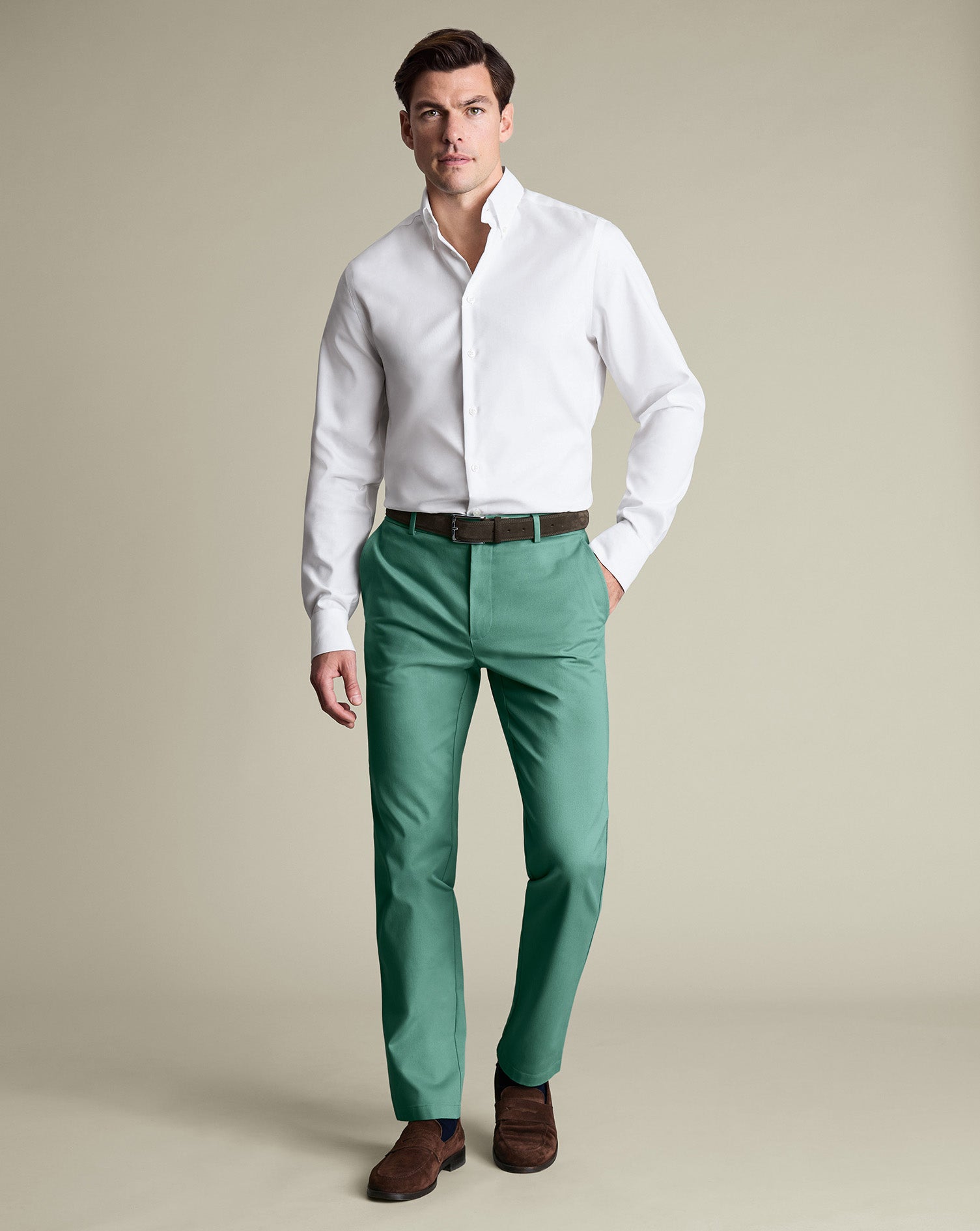 Ultimate Non Iron Chinos Mid Green