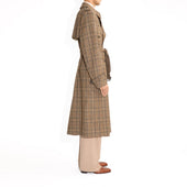 Trench Coat En Tweed De Laine Prince De Galles Bronze