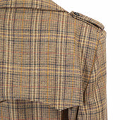 Trench Coat En Tweed De Laine Prince De Galles Bronze