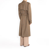 Trench Coat En Tweed De Laine Prince De Galles Bronze