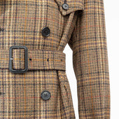 Trench Coat En Tweed De Laine Prince De Galles Bronze