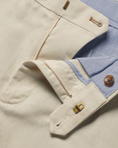 Short En Coton Et Lin Gris Galet