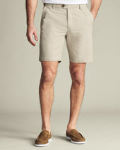 Short En Coton Et Lin Gris Galet