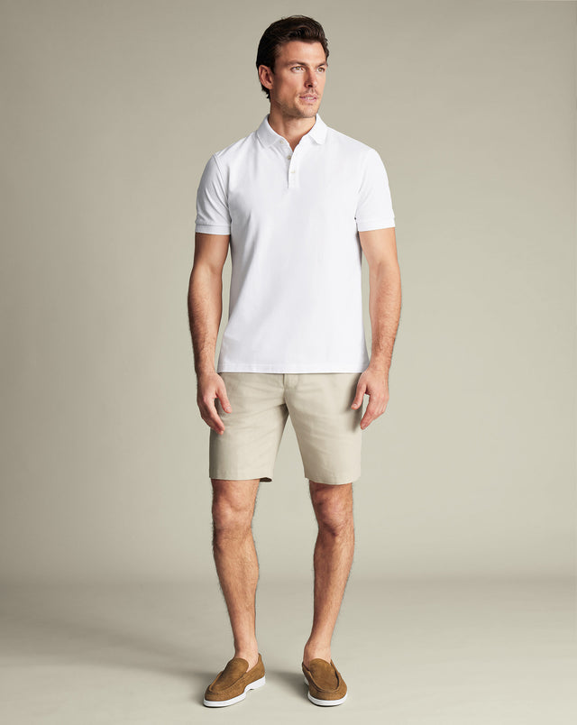 Short en coton et lin - Gris galet