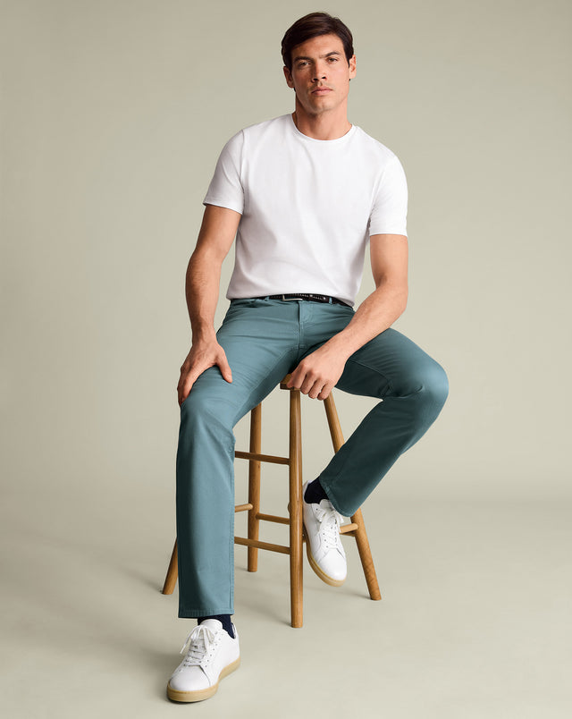 5 Pocket Jeans – Teal Green
