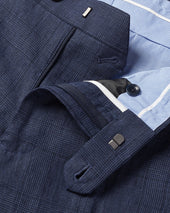 Pure Linen Check Pants Blue