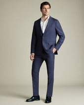 Pure Linen Check Pants Blue