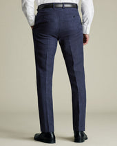 Pure Linen Check Pants Blue