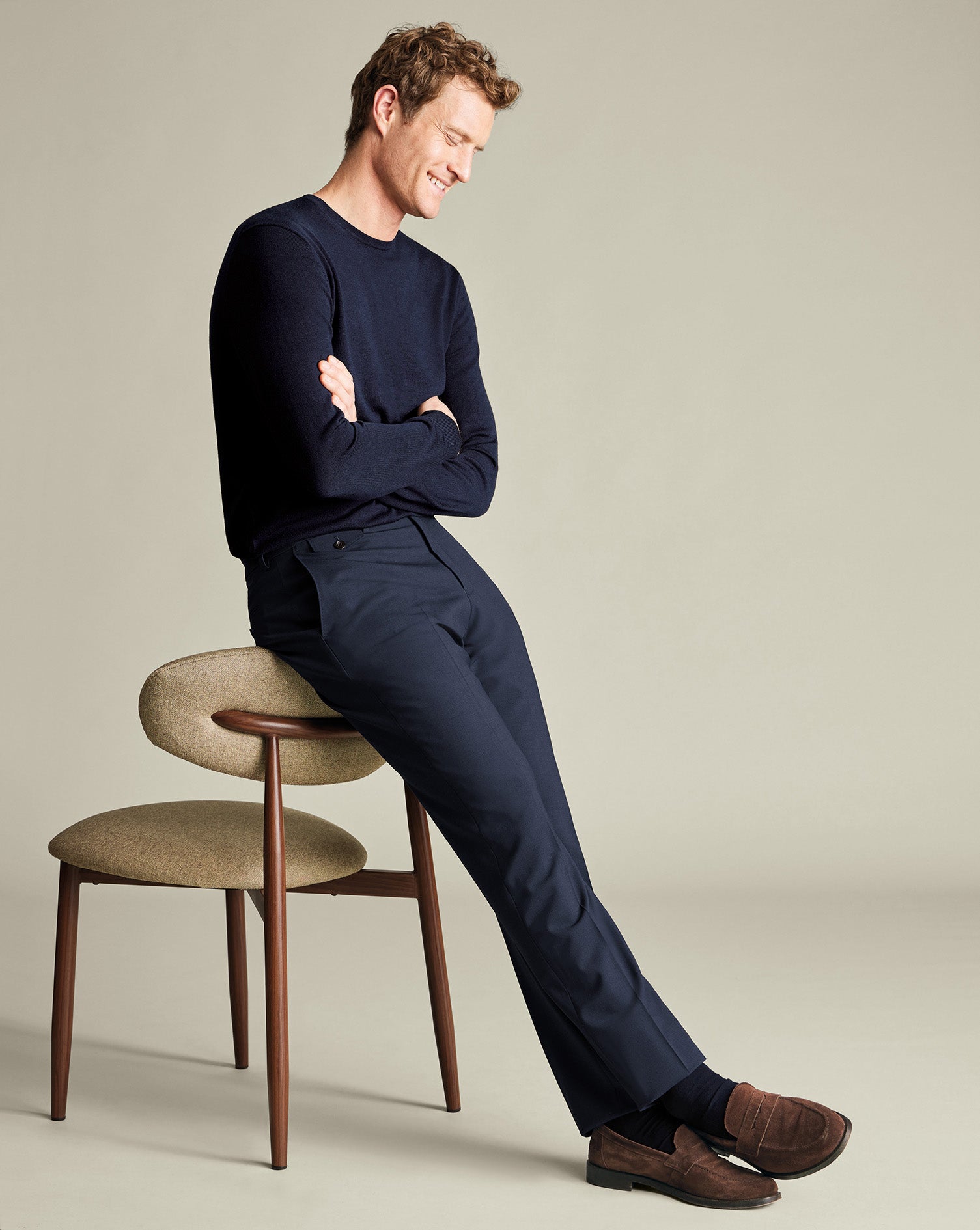 Wool Stretch Pants Ink Blue
