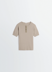 Rib Henley Top In Jersey