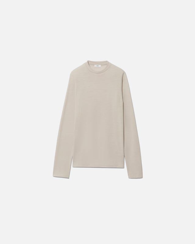 T-shirt roundneck jersey wool talc