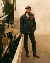 TUCCI SUPERFINE HERRINGBONE SCARF Navy Blue