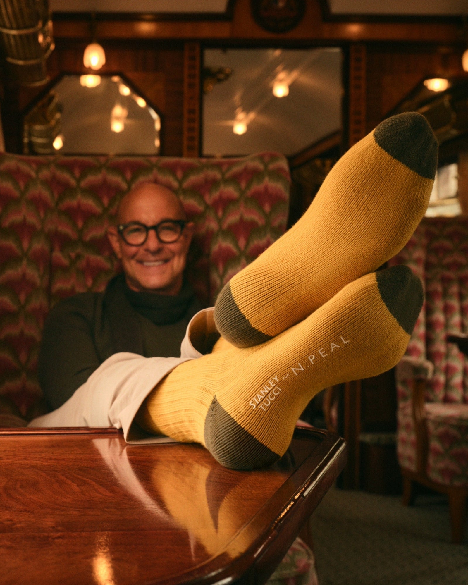 Tucci Travel Sock Yellow Olive Green