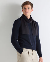 TUCCI SUPERFINE HERRINGBONE SCARF Navy Blue