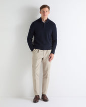 TUCCI RIB HALF BUTTON SWEATER Navy Blue