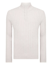 Tucci Rib Half Button Sweater Pebble Grey