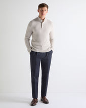 Tucci Rib Half Button Sweater Pebble Grey