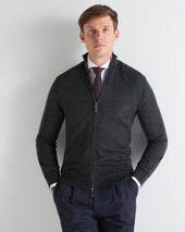 TUCCI SUPERFINE FULL ZIP Dark Charcoal Grey