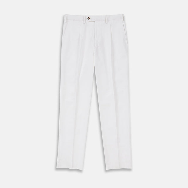 White Cotton Pleated Trousers