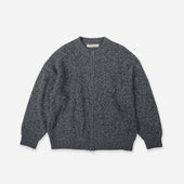 TWEED ZIP UP CARDIGAN - CHARCOAL
