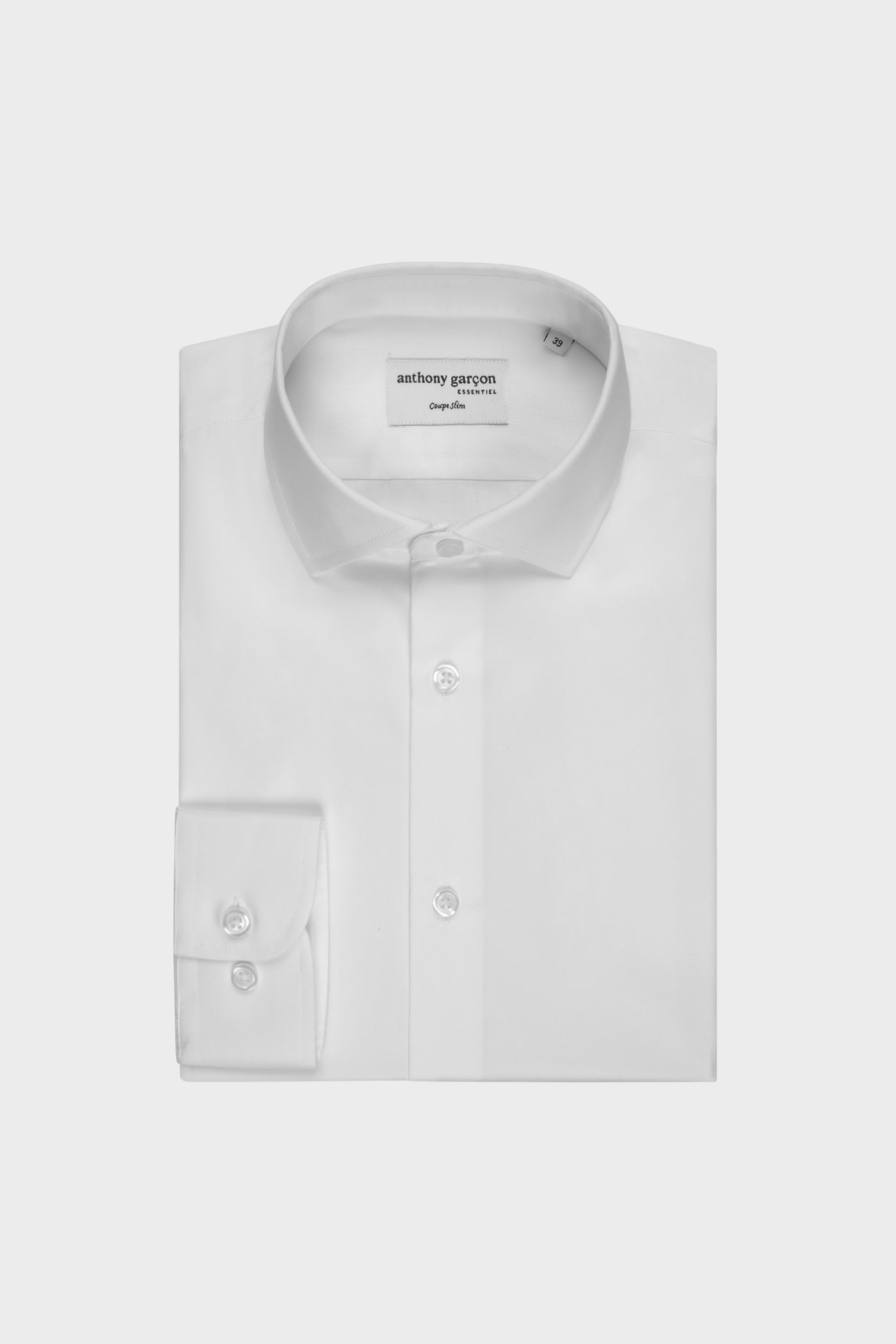 Slim White Twill Shirt with Italian Collar
