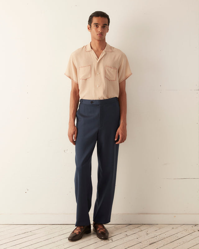 Twill Side-Buckle Trousers - Petrol