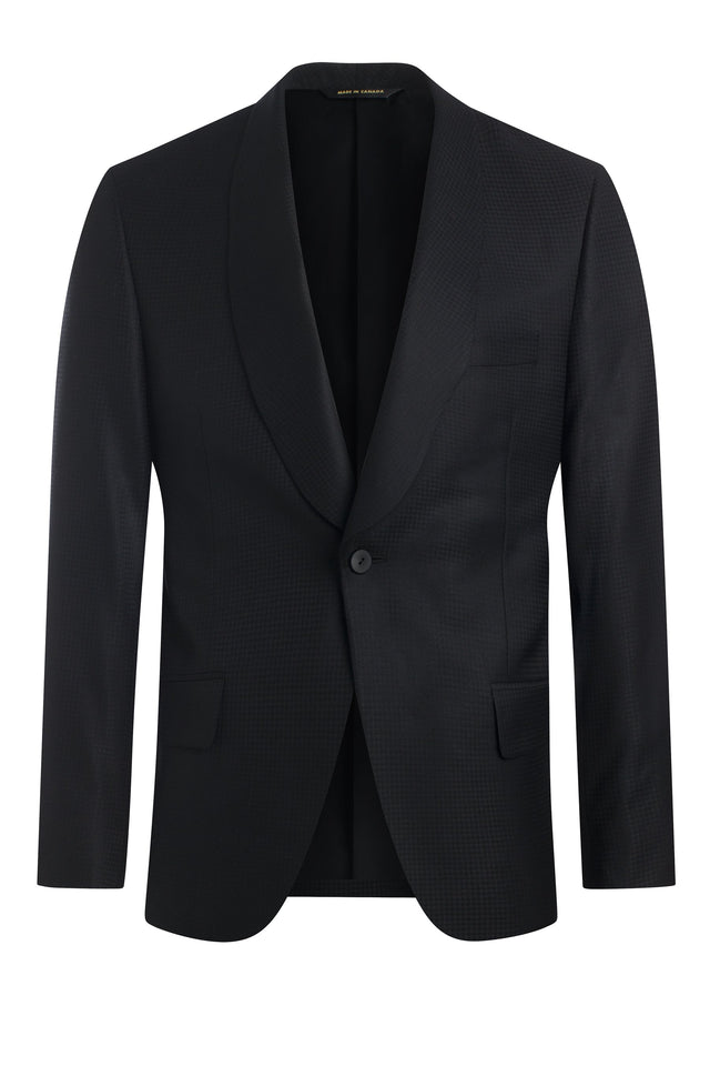 Black Wool and Silk Jacquard Dinner Jacket