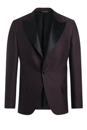 Wine Wool and Silk Diamond Jacquard Dinner Jacket