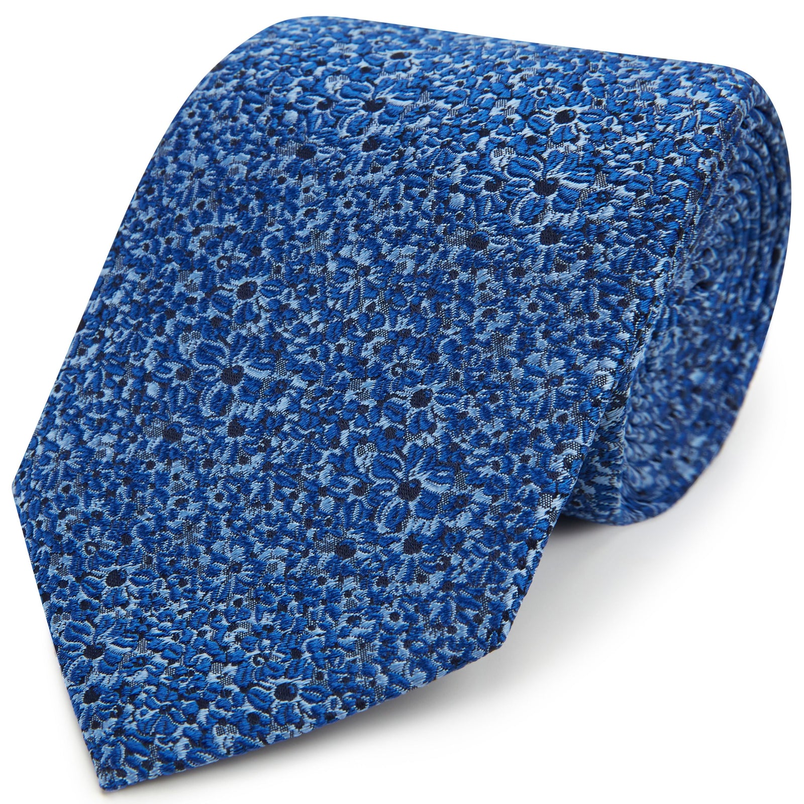 Blue Abstract Floral Woven Silk Tie