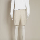 Tailored Linen Beach Shorts in Stone
