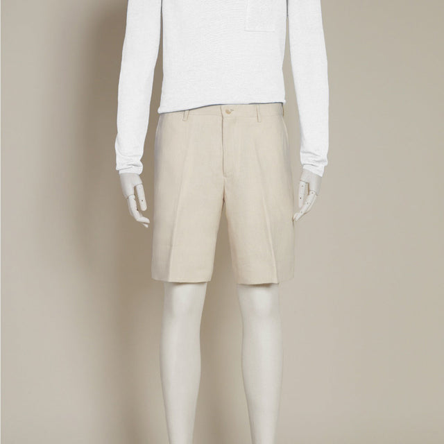 Tailored Linen Beach Shorts in Stone