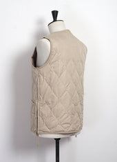 DOWN VEST | Military V-Neck Down Vest | Cream