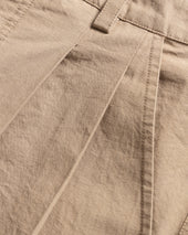TINO DOUBLE PLEATED WIDE PANT - FADED KHAKI COTTON PLAINWEAVE