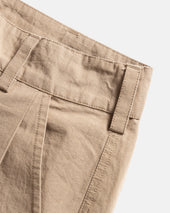 TINO DOUBLE PLEATED WIDE PANT - FADED KHAKI COTTON PLAINWEAVE
