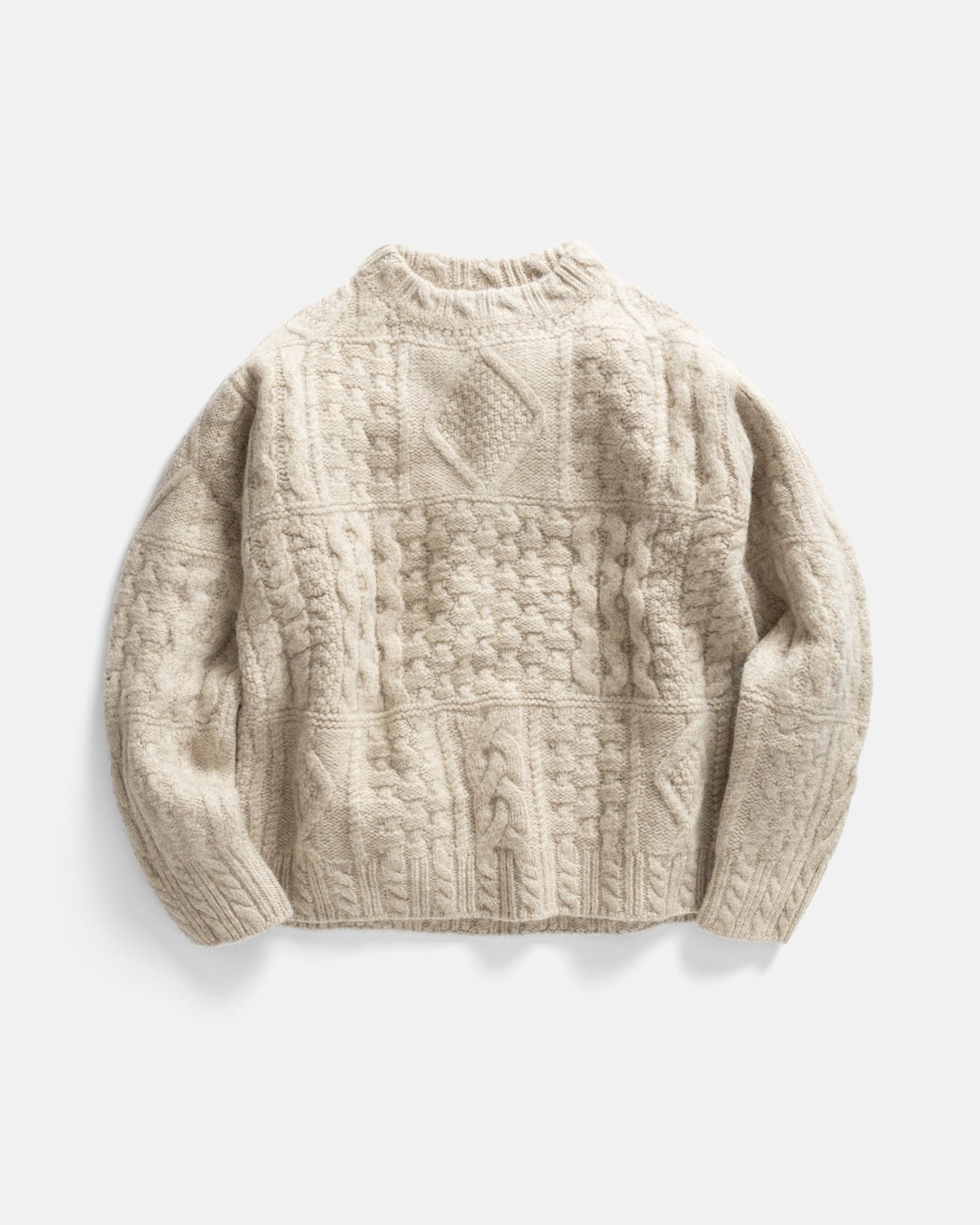 Dover Rugged Cableknit Crewneck Sweater Undyed Andean Wool