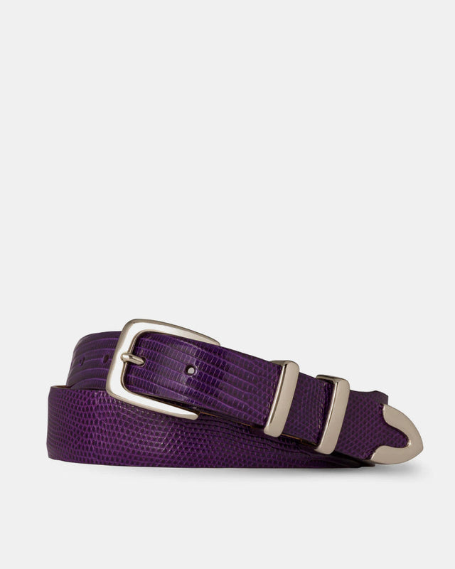 Tapered Lizard Golf Belt In Purple