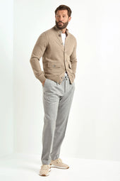 Taupe cashmere knitted bomber – Made in Italy