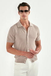 Knitted Polo Cardigan Made In Italy