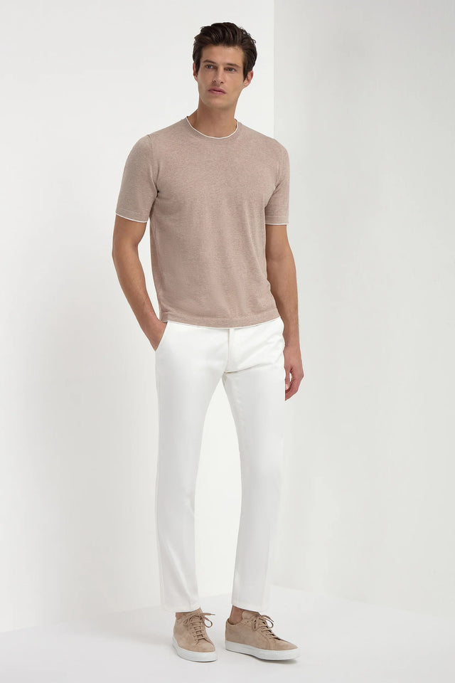 Taupe knitted t-shirt - Made in Italy