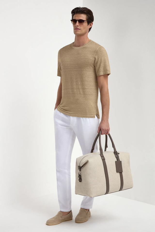 Taupe linen t-shirt - Made in Italy