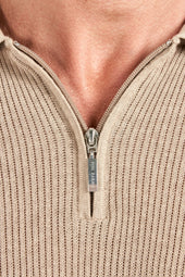 Ribbed Zipped Polo Made In Italy