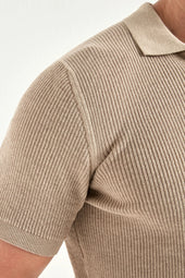 Ribbed Zipped Polo Made In Italy