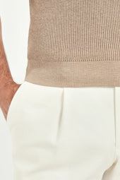 Ribbed Zipped Polo Made In Italy